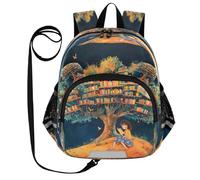 ISAOA Mini zaino per bambini zaino per bambini zaino da viaggio borsa da viaggio ragazza sta leggendo sotto l'albero per scuola materna elementare ragazzi ragazze, Multi, M