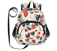 ISAOA Mini zaino per bambini zaino per bambini zaino da viaggio borsa nero rosso cuore per asilo elementare ragazzi ragazze, Multi, S
