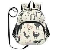 ISAOA Mini zaino per bambini zaino per bambini zaino da viaggio borsa nero rosso pollo per asilo elementare ragazzi ragazze, Multi, S