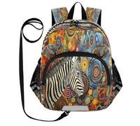 ISAOA Mini zaino per bambini zaino per bambini zaino da viaggio Zainetto Zebra in Gustav Klimt per asilo elementare ragazzi ragazze, Multi, S