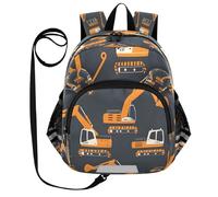 ISAOA Mini zaino per bambini zaino per bambini zaino da viaggio zaino da viaggio per macchine da scavo sfondo nero per asilo elementare ragazzi ragazze, Multi, S