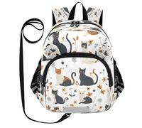 ISAOA Mini zaino per bambini zaino per bambini zaino da viaggio zaino nero grigio gatto per asilo elementare ragazzi ragazze, Multi, S
