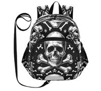 ISAOA Mini zaino per bambini zaino per bambini zaino da viaggio zaino nero teschio per asilo elementare ragazzi ragazze, Multi, M