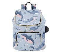 ISAOA Molte balene ed erba moda zaino borsa per le donne borsa a tracolla casual zaino da viaggio borsa da donna 15L