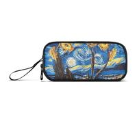 ISAOA Notte stellata che sboccia sui fiori, grande capacità, astuccio a 3 scomparti, portatile, grande, per adolescenti, ragazzi, ragazze, adulti, studenti, Notte stellata che fiorisce sui fiori