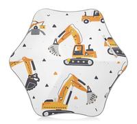 ISAOA Ombrello per bambini, leggero, antivento, automatico, con bastone aperto, giallo, macchinario di scavo per pioggia e sole