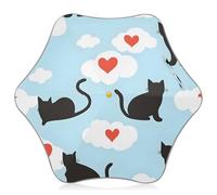 ISAOA Ombrello per bambini, leggero, antivento, con apertura automatica, con sagoma di gatti che amano la pioggia e il sole