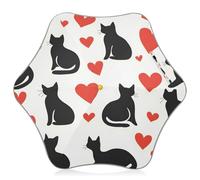 ISAOA Ombrello per bambini, leggero, antivento, con apertura automatica, con sagoma di gatti e cuori, per pioggia e sole
