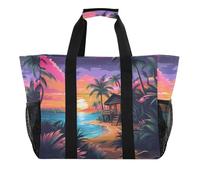 ISAOA Paesaggio cielo stellato estate borse da spiaggia per le donne grande impermeabile spiaggia tote bag viaggio piscina yoga infermiera shopping tote bag