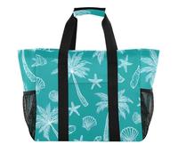 ISAOA Palme conchiglie sfondo ciano borse da spiaggia per le donne grande borsa impermeabile da spiaggia borsa da viaggio piscina yoga infermiera shopping bag