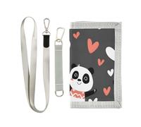 ISAOA Panda Love - Portafogli per bambini per ragazzi e ragazze, portafoglio triplo con tasca portamonete con cerniera e porta carte, portafoglio novità per regali di compleanno per bambini
