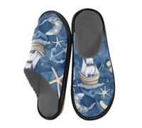 ISAOA Pantofole a forma di stella marina e navi da casa per donne e uomini, pantofole antiscivolo calde pantofole da casa per interni ed esterni, 34-35, Stelle marine e navi, 43/44 EU