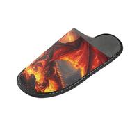 ISAOA Pantofole antiscivolo lavabili e riutilizzabili, pantofole da donna con suola imbottita, drago di fuoco, pantofole per casa, interni, ospiti, hotel, feste, Multi, 44.5/45 EU