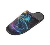 ISAOA Pantofole antiscivolo lavabili e riutilizzabili, pantofole da donna con suola imbottita, motivo drago volante leggero, per casa, interni, ospiti, hotel, feste