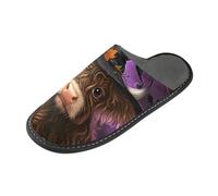 ISAOA Pantofole antiscivolo lavabili e riutilizzabili, pantofole da donna con suola imbottita, mucca delle Highland, zucca, casa, interni, ospiti, hotel, feste, Multi, 40.5/41 EU