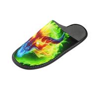 ISAOA Pantofole antiscivolo lavabili e riutilizzabili, pantofole da donna con suola imbottita, testa di drago, colorate, per casa, interni, ospiti, hotel, feste, Multi, 38/39 EU