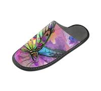 ISAOA Pantofole antiscivolo lavabili e riutilizzabili, pantofole da donna con suola imbottita, tre belle farfalle per casa, interni, ospiti, hotel, feste, Multi, 43/44 EU