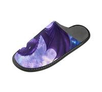 ISAOA Pantofole antiscivolo lavabili e riutilizzabili, pantofole da donna con suola imbottita, viola drago luna, casa, interni, ospiti, hotel, feste, Multi, 44.5/45 EU