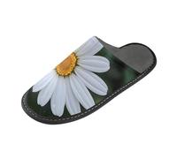 ISAOA Pantofole antiscivolo lavabili riutilizzabili, da donna e da uomo, con suola imbottita, bella margherita bianca, per casa, interni, ospiti, hotel, feste