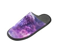 ISAOA Pantofole antiscivolo lavabili riutilizzabili, da donna e da uomo, con suola imbottita, lupi con fulmine viola, pantofole per casa, interni, ospiti, hotel, feste