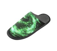 ISAOA Pantofole antiscivolo lavabili riutilizzabili, pantofole da donna con suola imbottita, drago verde raggiante, pantofole per casa e interni per ospiti, hotel, feste, Multi, 39.5/40 EU