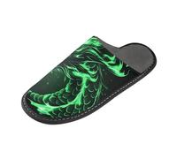 ISAOA Pantofole antiscivolo lavabili riutilizzabili, pantofole da donna con suola imbottita, drago verde arrabbiato, pantofole per interni per ospiti, hotel, feste