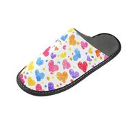 ISAOA Pantofole antiscivolo lavabili riutilizzabili, pantofole da donna con suola imbottita, rosa, giallo, viola, amore, casa, interni, ospiti, hotel, feste, Multi, 43/44 EU