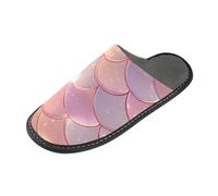 ISAOA Pantofole antiscivolo lavabili riutilizzabili, pantofole da donna e da uomo con suola imbottita, squame di drago rosa e oro, per casa, interni, ospiti, hotel, feste, Multi, 44.5/45 EU