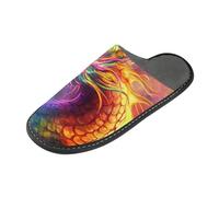 ISAOA Pantofole antiscivolo lavabili riutilizzabili, pantofole da donna e da uomo con suola imbottita, drago arcobaleno arrabbiato, per casa, interni, ospiti, hotel, feste