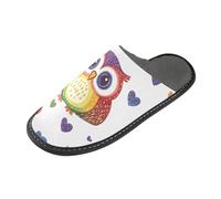 ISAOA Pantofole antiscivolo lavabili riutilizzabili, pantofole da donna e da uomo con suola imbottita, gufo arcobaleno, cuore, casa, interni, ospiti, hotel, feste