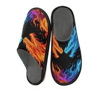 ISAOA Pantofole astratte blu e rosse con drago ardente per donne e uomini, pantofole antiscivolo calde pantofole per interni ed esterni, 34-35, Drago Fuoco Astratto Blu e Rosso, 38/39 EU