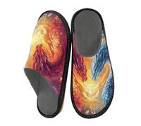 ISAOA Pantofole con due draghi con caserma del fuoco, per donne e uomini, pantofole antiscivolo calde pantofole da casa per interni ed esterni, 34-35, Due Drago Con Fuoco, 39.5/40 EU