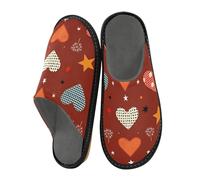 ISAOA Pantofole da casa a quadri, cuori, stelle, denti di leone, per donne e uomini, pantofole antiscivolo calde pantofole per interni ed esterni, 34-35, Plaid Cuori Stelle Denti Di Leone, 39.5/40 EU