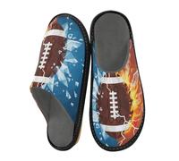 ISAOA Pantofole da casa a tema calcio nel fuoco, per donne e uomini, pantofole antiscivolo calde pantofole da casa per interni ed esterni, 34-35, Calcio in Fuoco Acqua Flash, 43/44 EU