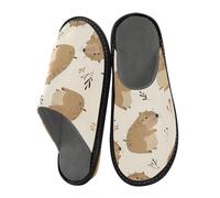 ISAOA Pantofole da casa beige con capibara con animali carini, per donne e uomini, pantofole antiscivolo calde pantofole da casa per interni ed esterni, 34-35, Cute Animal Capibara Beige, 38/39 EU