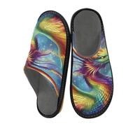 ISAOA Pantofole da casa con drago arcobaleno con ali per donne e uomini, pantofole antiscivolo calde pantofole per interni ed esterni, 34-35, Drago arcobaleno con ala, 38/39 EU