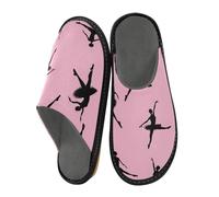 ISAOA Pantofole da casa con motivo silhouette nera per donne e uomini, pantofole antiscivolo calde pantofole da casa per interni ed esterni, 34-35, Modello Silhouette Nero Ballerina, 42/42.5 EU