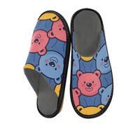 ISAOA Pantofole da casa con orsi gialli, blu, rosa, per donne e uomini, pantofole antiscivolo calde pantofole per interni ed esterni, 34-35, Giallo Blu Rosa Orsi, 40.5/41 EU
