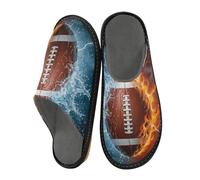 ISAOA Pantofole da casa con palla da calcio nel fuoco e nell'acqua, per donne e uomini, pantofole antiscivolo calde pantofole da casa per interni ed esterni, 34-35, Pallone da calcio in acqua e fuoco