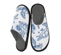 ISAOA Pantofole da casa con tartaruga e alghe marine, per donne e uomini, pantofole antiscivolo calde pantofole per interni ed esterni, 34-35, Tartaruga e alghe, 38/39 EU