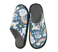 ISAOA Pantofole da casa per bambini con unicorni, arcobaleni e nuvole, per donne e uomini, pantofole antiscivolo calde pantofole da casa per interni ed esterni, 34-35, Baby Boy Unicorni Arcobaleni e