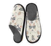ISAOA Pantofole da casa senza cuciture per donne e uomini, antiscivolo, calde, per interni ed esterni, 34-35, Llama Faces Seamless, 42/42.5 EU