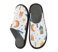 ISAOA Pantofole tradizionali a forma di lanterna a forma di stella, per donne e uomini, pantofole antiscivolo, calde pantofole da casa per interni ed esterni, 34-35, Casa tradizionale delle lanterne