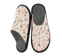ISAOA Piccole pantofole rosse floreali da casa per donne e uomini, pantofole antiscivolo calde pantofole per interni ed esterni, 34-35, Piccolo rosso floreale, 40.5/41 EU