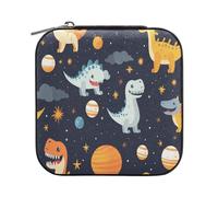 ISAOA Piccolo portagioie in pelle da viaggio, portatile, scatola per gioielli, scatole per gioielli, pianeti, dinosauri, per ragazze, anelli, orecchini, collane