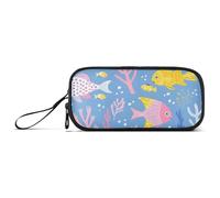 ISAOA Pink Fish in The Sea - Astuccio grande con 3 scomparti, portatile, grande, per adolescenti, ragazzi, ragazze, adulti, studenti, Pesce rosa nel mare, Taglia unica, Organizer per borse