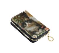 ISAOA Porta carte di credito in pelle con cerniera a portafoglio organizer per biglietti da visita bella tre gatti per donna uomo