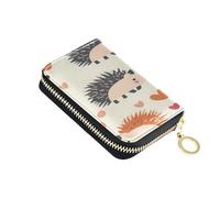 ISAOA Porta carte di credito in pelle con cerniera portafoglio organizer per biglietti da visita custodia riccio amore cuore per donna uomo