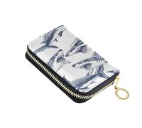 ISAOA Porta carte di credito in pelle con cerniera portafoglio sottile organizer custodia per biglietti da visita Angry Shark per donna uomo, Multi