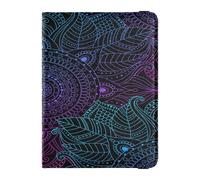 ISAOA Porta passaporto, portafoglio porta carte di vaccino, porta carte di credito, in pelle, arte arabesca, mandala, bohémien, etnico, bohémien, organizer per documenti da viaggio, Multi